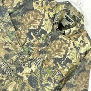 VTG Jerzees Outdoors Twill Shirt Mens L Mossy Oak Forest Floor Camo Hunting Camp